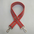 Adjustable bohemian style woven guitar strap in orange and green for crossbody bags - Silver Clasp / Orange