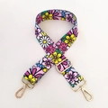 Adjustable wide shoulder strap with colorful vintage floral print and gold hardware - Width: 3.8cm / Colorful Floral