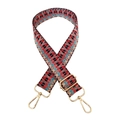 Close-up of a colorful woven bag strap with golden lobster clasps and geometric pattern - 29-Multicolor Blue Red
