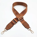 Adjustable brown nylon shoulder strap with gold metal hooks for crossbody bags - Yellow Brown