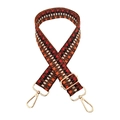 Detail of colorful bohemian woven bag strap with geometric patterns and gold metal buckles - 33-Multicolor Red Orange
