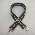 Army green canvas shoulder strap with white embroidered arrows and gold metal hooks - Army Green