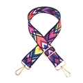 Adjustable bohemian geometric wide shoulder strap for bags with gold metal hooks - Silver Clasp / Colorful Arrows
