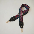 Detailed view of woven geometric strap with adjustable gold lobster clasps and leather ends - Black Diamond Black Leather