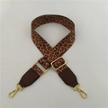 Tracolla regolabile con stampa leopardata per borse con ganci in metallo dorato - Stampa Leopardata con Pelle Caffè