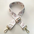 Detail view of colorful dream balloon patterned wide shoulder strap with gold metal hooks - Hot Air Balloon - Silver Clasp