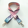 Detail of adjustable wide shoulder strap with colorful floral pattern and gold metal hooks - Ice Cream Pattern - Silver Clasp