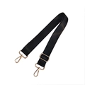 Adjustable black nylon shoulder strap for men's bags with gold metal swivel hooks - Black