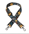 Tracolla regolabile stile boho con fiori gialli e ganci in metallo canna di fucile - Fiore Nero e Giallo / Chiusura in Argento