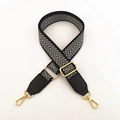 Tracolla regolabile con ricamo a spina di pesce bianca e nera e ganci dorati - Freccia d'argento / Larghezza: 3.8cm