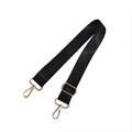 Tracolla regolabile in nylon nero per borse con ganci girevoli a moschettone dorati - Cinturino Nero Fibbia Gunmetal
