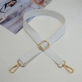 Adjustable white cotton canvas strap for shoulder bags with gold lobster clasps - Silver Clasp / White