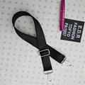 Adjustable black nylon shoulder strap with silver metal lobster clasps for crossbody bags - Black Strap Silver Buckle