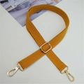 Adjustable ginger yellow cotton shoulder strap with light gold metal swivel hooks for handbags - Yellow
