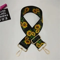 Detail of sunflower printed bag strap with gold metal hooks and adjustable buckle - Sunflower