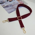 Adjustable burgundy cotton webbing shoulder strap with premium gold metal hardware - Dark Wine Red