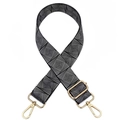 Tracolla larga regolabile per borsa con motivo geometrico nero e bianco e ganci dorati - Motivo a Diamante Nero / Chiusura in Argento