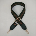 Adjustable wide replacement strap with deep green and orange geometric chevron patterns - Green