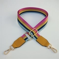 Verstellbarer bunter Schultergurt im Ethno-Stil mit gelbem PU-Leder und Goldkarabinern - Retro Regenbogen + Gelbes Leder