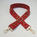 Bandoulière large rouge réglable avec motif géométrique et mousquetons dorés - Rouge