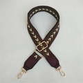 Adjustable wide replacement strap with brown herringbone pattern and gold hardware - Coffee 2