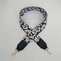 Tracolla regolabile in tela con stampa animalier bianca e nera e fibbie in metallo dorato - Bianco