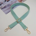 Adjustable mint green cotton canvas bag strap with durable gold metal hardware clips - Light Green