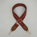 Adjustable brown woven shoulder strap with pink chevron pattern and gold metal hardware - Khaki