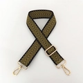 Dettaglio della tracolla regolabile in nylon con motivo a spina di pesce e fibbie dorate - Strisce Oro Nero (Fibbia Dorata)