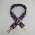 Adjustable royal blue bag strap with yellow pineapple pattern and gold metal hooks - US 2 / Silver Clasp
