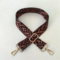 Ethnic style wide adjustable bag strap with brown and black geometric jacquard pattern - US 10