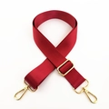 Detail of adjustable burgundy nylon strap with high-quality golden metal swivel hooks - Burgundy