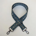 Tracolla etnica ricamata con motivi geometrici blu e ganci metallici regolabili per borse - Stile 4 Fibbia Gunmetal
