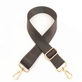 Detail of adjustable thick nylon strap with high-gloss gold lobster hooks in dark grey - Dark Gray