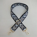 Adjustable wide replacement bag strap with blue and cream geometric wave pattern - US 6