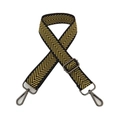 Adjustable nylon shoulder strap with yellow chevron pattern and gunmetal hooks - Gold Stripe Gunmetal Buckle