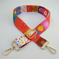 Ethnic style adjustable bag strap with colorful floral patterns and gold metal hooks - Orange Cartoon