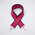 Adjustable wide replacement bag strap in vibrant rose pink with gold metal hardware - Black Strap Gold Buckle
