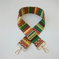 Adjustable woven purse strap with colorful geometric patterns and gold metal clips - Yellow Stripes