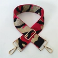 Detail of 5cm wide camouflage shoulder strap with golden metallic stars and buckles - Camouflage Red