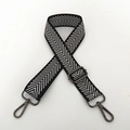 Adjustable nylon bag strap with black and white chevron weave and gunmetal hardware - Silver Stripe Gunmetal Buckle