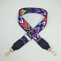 Tracolla regolabile con motivo geometrico colorato e moschettoni in metallo dorato - Diamante Nero + Finiture in Pelle Nera