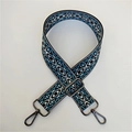 Adjustable blue and black jacquard woven replacement shoulder strap with metal lobster clasps - Rhombic Pattern Gunmetal Buckle