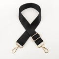 Adjustable black nylon shoulder strap replacement with durable gold metal lobster clasps - Black