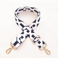Adjustable navy blue and white geometric canvas bag strap with gold metal hooks - Black and White Checkered