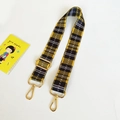 Adjustable yellow British plaid strap for crossbody bags with gold metal lobster clasps - Silver Clasp / Yellow