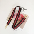 Adjustable black and red striped nylon shoulder strap with gold metal swivel hooks - Black Red Black Gold Buckle