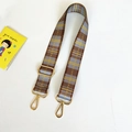 Adjustable brown and blue plaid bag strap with gold metal lobster clasps for crossbody bags - Silver Clasp / Brown