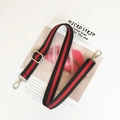 Adjustable black and red striped bag strap with silver metal hooks for crossbody purses - Black Red Black Silver Buckle