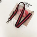Adjustable red and black striped replacement fabric shoulder strap with dark grey buckles - Black Red Black Gunmetal Buckle